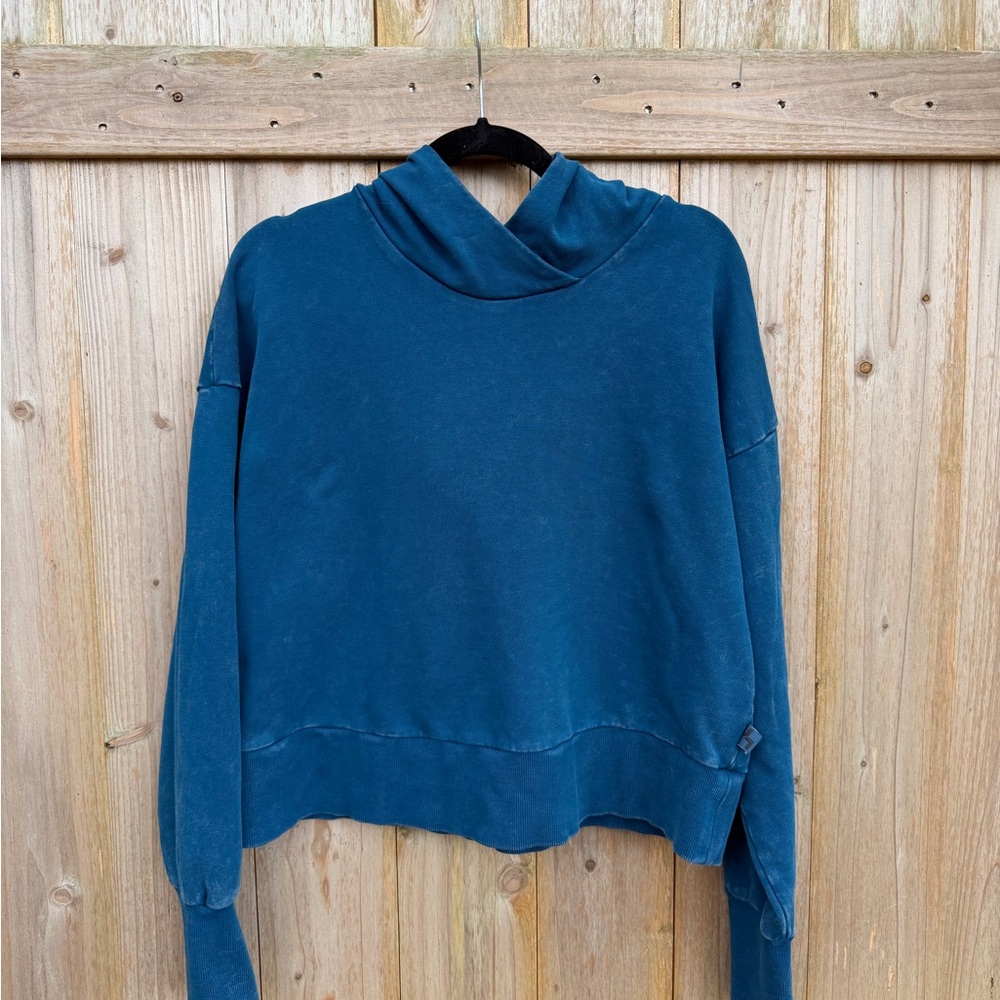 Women’s JoyLab French Terry Acid Wash Hoodie in Blue